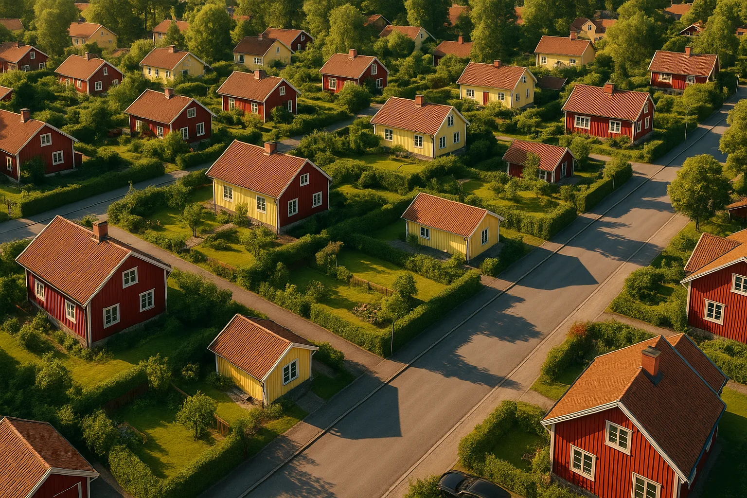 Lugnt bostadskvarter i Sverige
