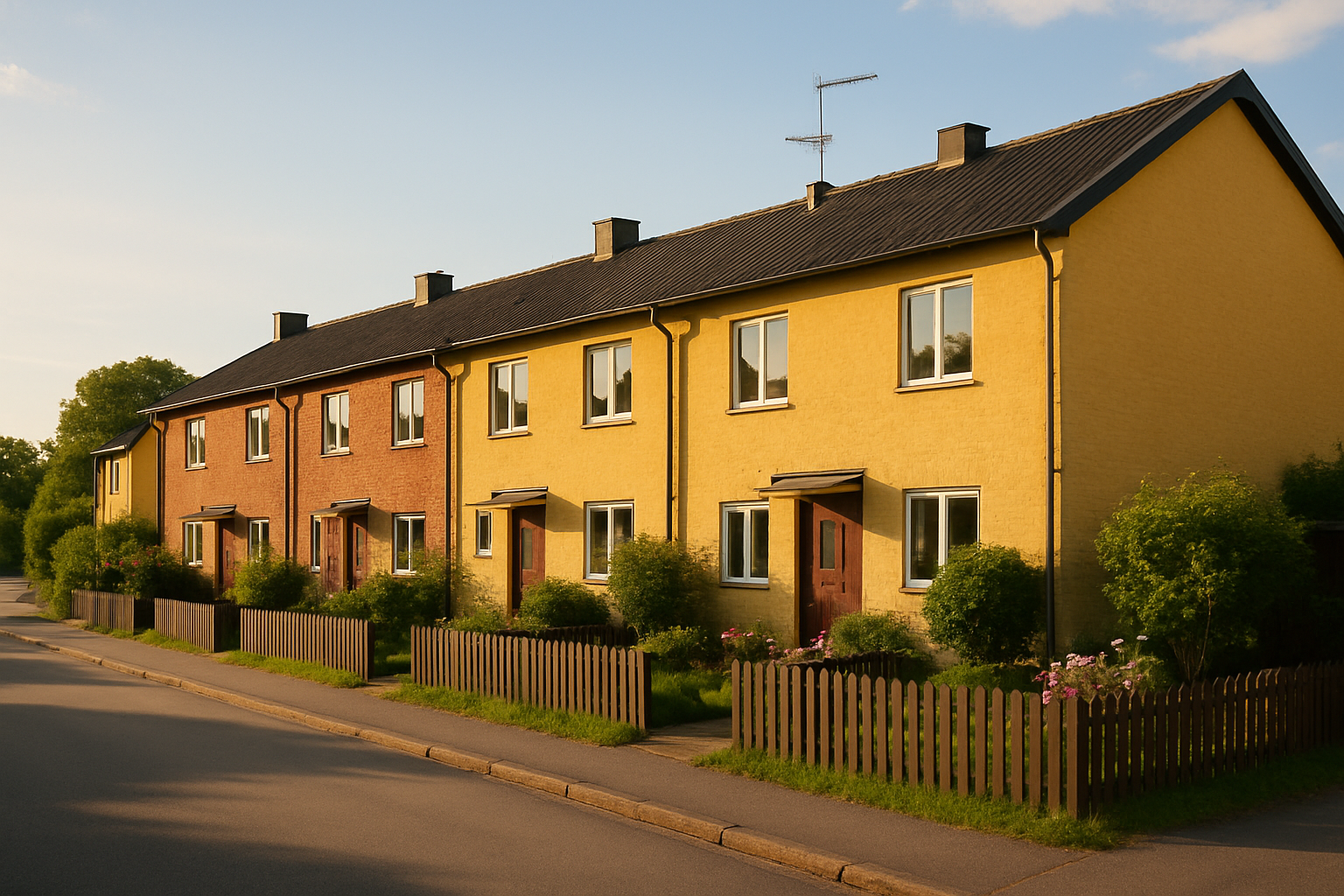 Rött trähus i skandinavisk miljö – typiskt fritidshus i Sverige